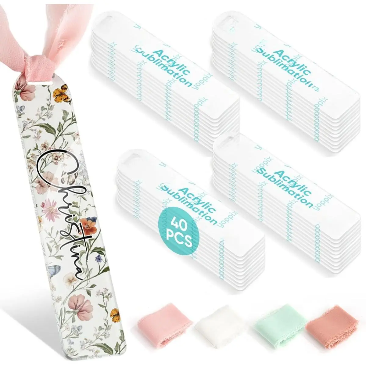 80 count Sublimation  Bookmark Blank kit, with 40 Ribbons for Heat Transfer Bookmarks Wedding Table Decorations, Christmas Tree Decor, Reading Lovers DIY Crafts Presents
