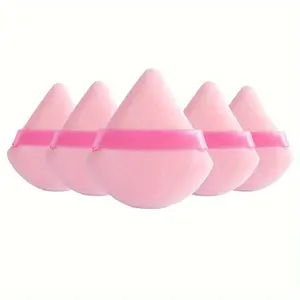 Double-sided Triangle Shaped Plush Makeup Puff, 5 Counts/set Soft Makeup Puff, Professional Makeup Tool for Women & Girls Daily Use, Triangle Powder Puff, Beauty Puff