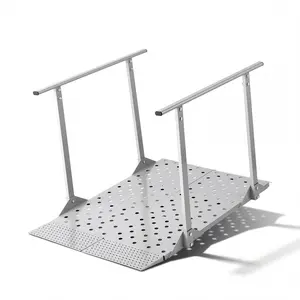 VEVOR Wheelchair Ramp with Handrails, 44.9 x 33.5 in, Heavy Duty Aluminum Handicap Ramp, 440 lbs Capacity, Non-Slip Portable Threshold Ramps for Home Steps, Stairs, Doorways, Curbs, Walkers, Scooters