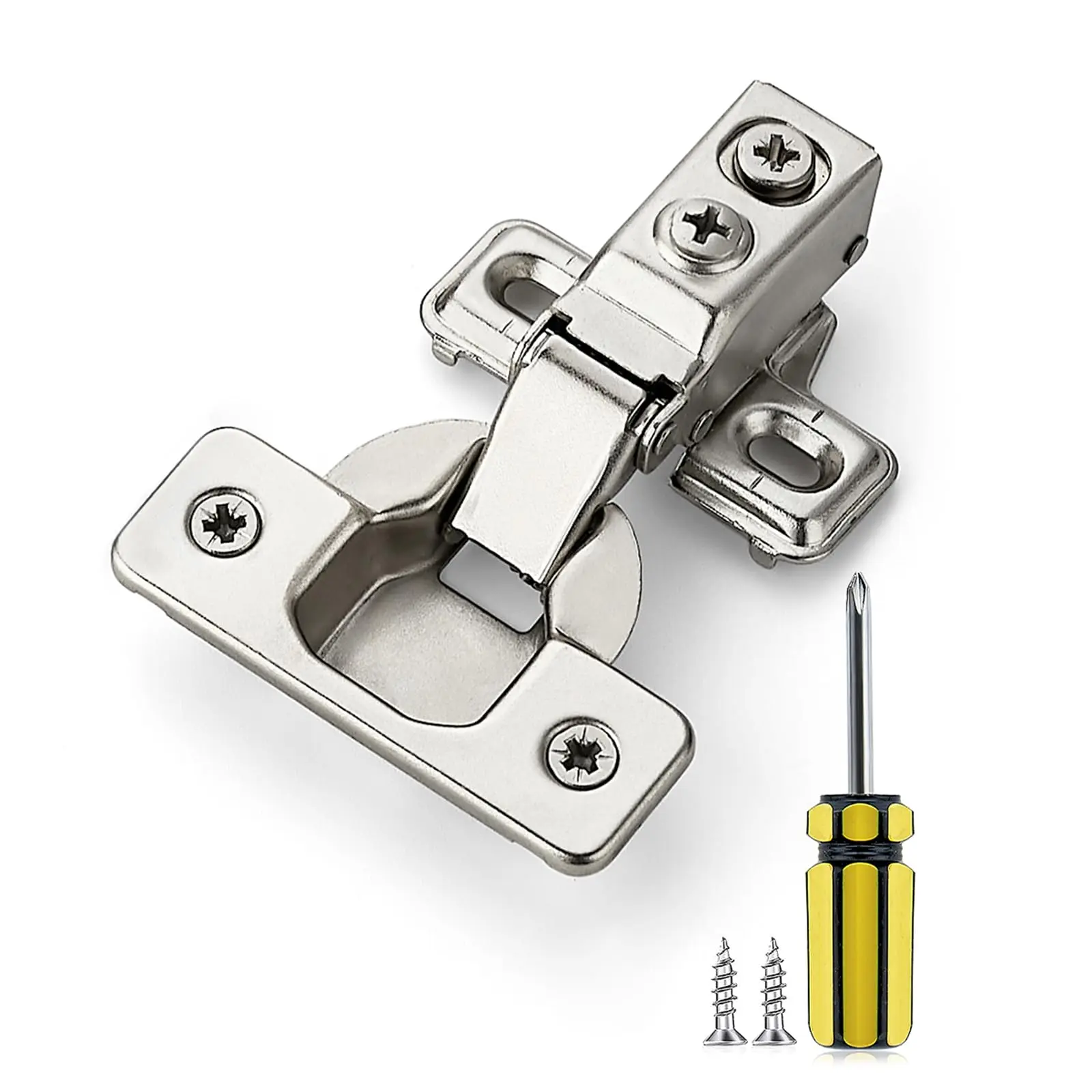 Ravinte Brushed Nickel Short-Arm Soft-Close 105-Degree Concealed Furniture Hinges for Face Frame Kitchen Cabinets, with Screwdriver and Mounting Screws