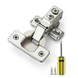 Ravinte Brushed Nickel Short Arm Kitchen Cabinet Hinges,Soft Close 105 Degree Concealed Hinges with Screwdriver and Mounting Screws Used for Face Frame Door