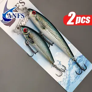 2pcs Colorful Sinking Minnow Fishing Lures Fishing Lure Kit Fishing Lure Set - Realistic Design Artificial Baits with Vibrant Patterns for Freshwater Saltwater Fishing