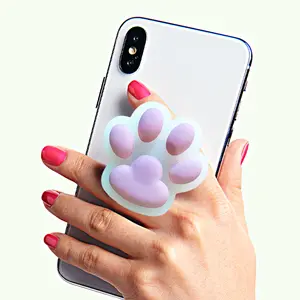 Cute Paw Phone Grip & Stand, Kawaii 3D Pink Phone Holder for Kindle iPhone and Tablet, Girl's Phone Charm Accessories