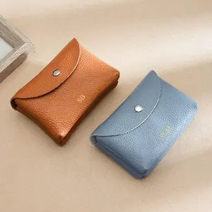 Custom Letters Fashion Women Short Wallet Genuine Leather Double Wallet Small Coin Purse Mini Credit Card Holder Key Storage Bag