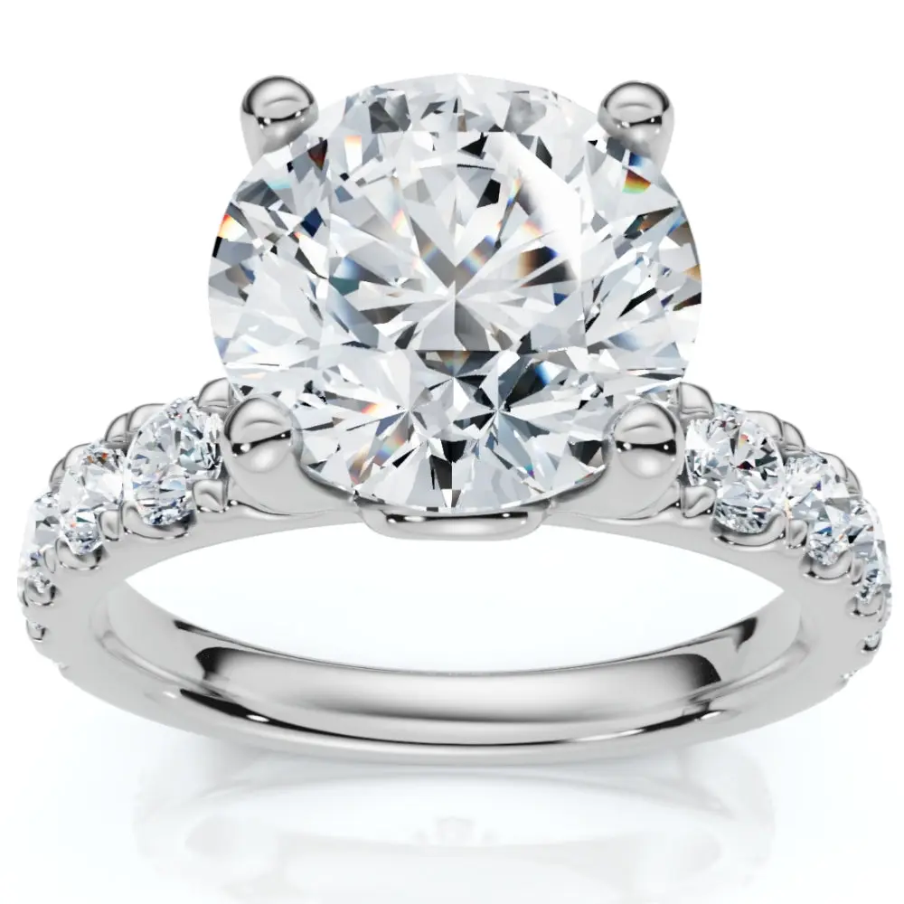 Certified 4Ct TW Diamond Pave Engagement Ring in 14k Gold Lab Grown