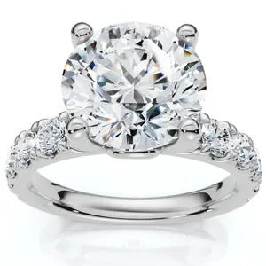 Certified 4Ct TW Diamond Pave Engagement Ring in 14k Gold Lab Grown