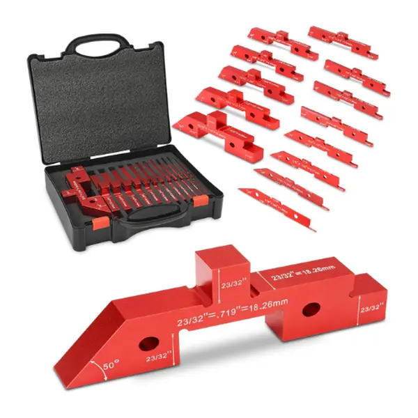 14-Piece Aluminum Setup Block Set for Woodworking, Precision Height, Depth, Angle and Fence Alignment Gauges for Router Tables and Saws with Storage Case