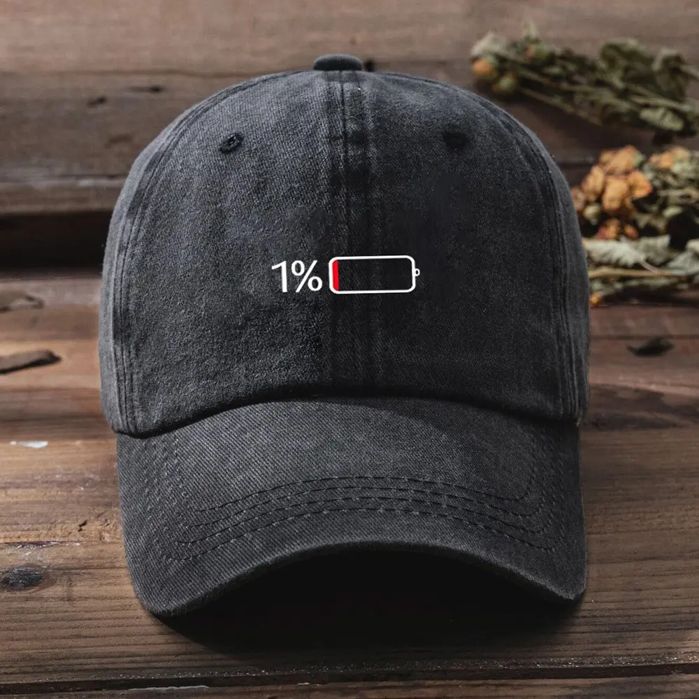 Unisex Washed Cotton Playful Print Round Brim Baseball Cap - Adjustable Snapback Cap, Casual Fashion Accessory for Daily Wear