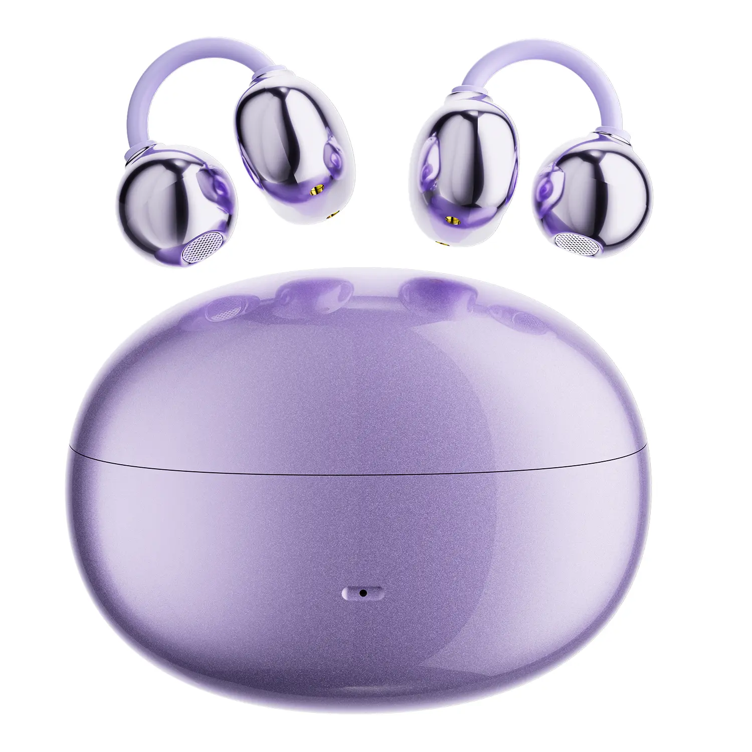 Clip-On Earbuds Gen 3, Open-Ear Wireless Bluetooth 6.0 Headphones with Mic, Secure Fit for Small Ears & Glasses Wearers, 50H Playtime, ENC, IPX5 Waterproof Sport Ear Buds (Purple)