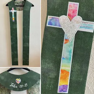 "Gospel of Love" Pastor Stole - Dark Green