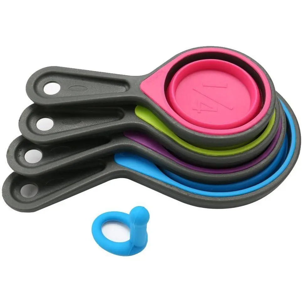 Collapsible  Measuring Cups with 60ml/80ml/125ml/250ml - 4 count Set Kitchen Measuring Tools (4 Colors)