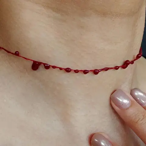 1 Piece Red Droplet Choker, Dainty Necklace, Halloween Gift, Dark Gothic Jewelry, Vampire Aesthetic Accessory, UV Reactive Jewelry