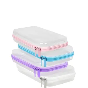 Hard Transparent Zipper Storage Bag, Plastic Pen Case, Clear Organizer Box, Ideal for Cosmetics, Snacks, Building Blocks, Puzzles