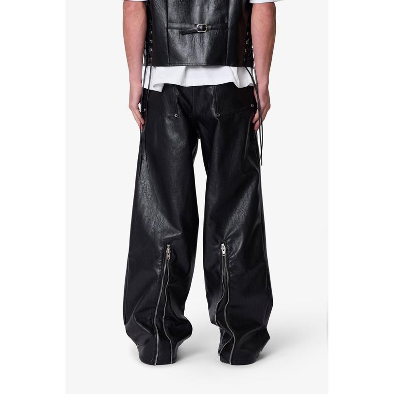 mnml Leather Rave Zip Pants - Black