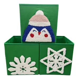 Premium Embroidered Christmas 10.5-inch Organizer 3pcs, Bake the Christmas Spirit Laundry Boxes