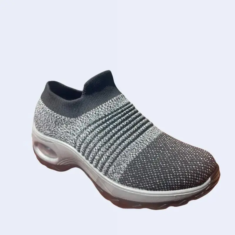 Women's Slip-On Workout Sneakers, Lightweight Sock-Style Knit Fabric Shoes for Travel and Walking with Cushioned Rubber Sole