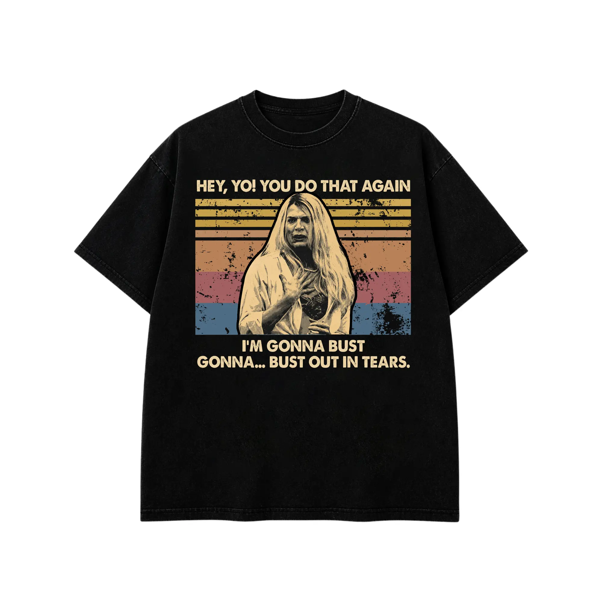 Funny Movie Quote Graphic Tee - White Chicks Bust Out In Tears Vintage T-Shirt - Y2K Pop Culture Humor Gift Shirt For Men Women