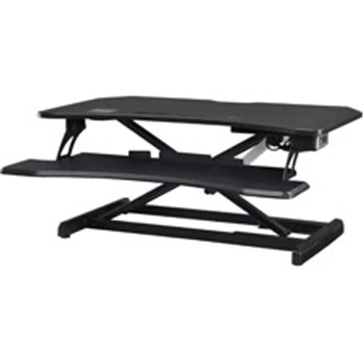 Lorell LLR99530 Electric Desk Riser - 20x19.3x33.5 in., Black, USB Port, Wireless Charging Pad, Height Adjustable Laptop Stands & Trays, Compatible with Multiple Devices