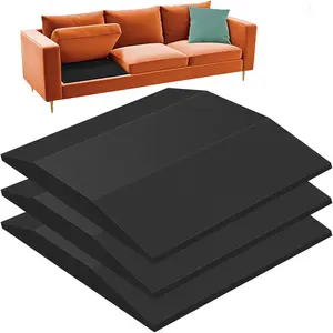 22" x 22" x 2.4" Set of 3 Black Trapezoidal Sofa Cushion, High-Density Foam, Sagging Repair, Inserts to Raise Couch Seats