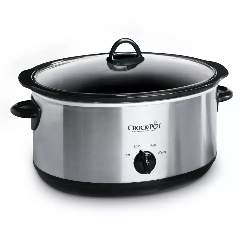 Crock-Pot 7-Qt. Stainless Steel Manual Slow Cooker, Family Kitchen Essential, Easy to Use & Clean, Stainless Steel, High, Low & Warm Settings, Serves 8+ People