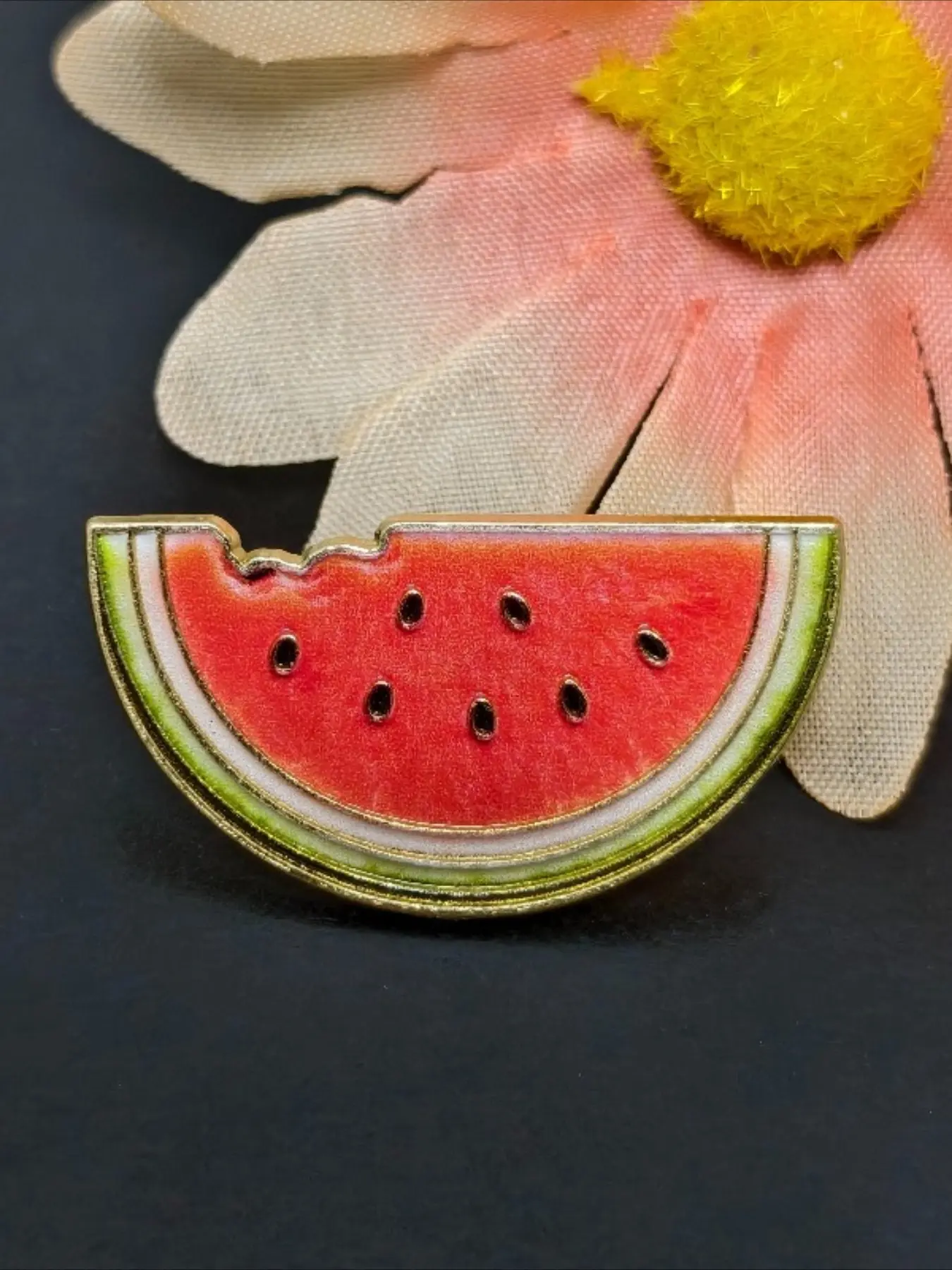 Cute Bitten Watermelon Slice Enamel Pin Summer Fruit Brooch Watermelon Lapel Badge for Summer Decoration