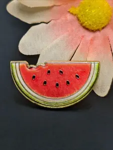 Cute Bitten Watermelon Slice Enamel Pin Summer Fruit Brooch Watermelon Lapel Badge for Summer Decoration