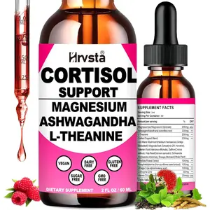 Hrvsta Cortisol Supplement Liquid Drops, 17-in-1 Cortisol Reducer w. Ksm-66 Ashwagandha Theanine Rhodiola Rosea Magnesium Phosphatidylserine, Hormone Balanced & Lower Cortisol for Women Calm* Relaxation