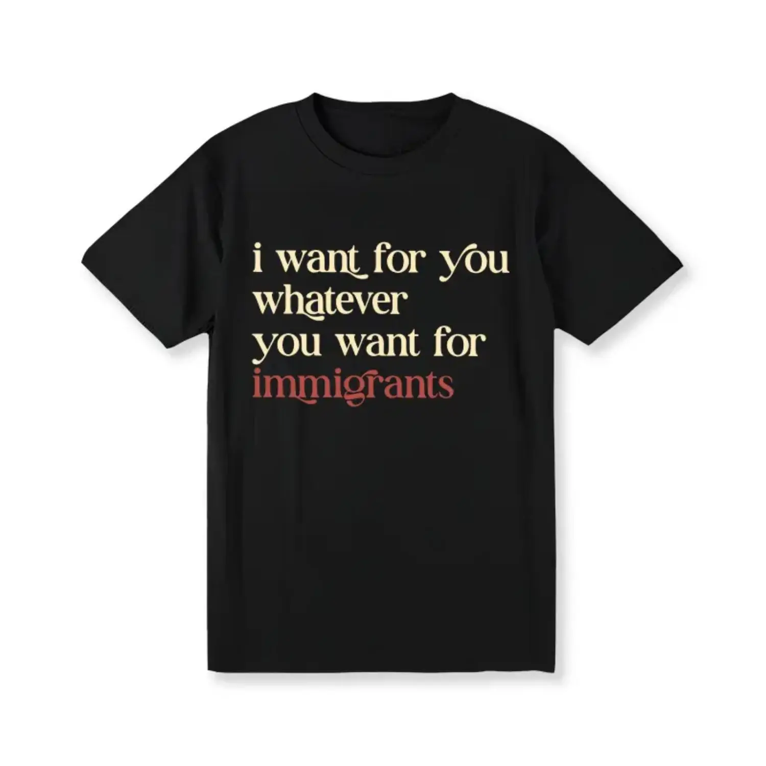 Men's Unisex Cotton Blend Round Neck Text Print T-Shirts, All Seasons, Machine Washable, Ideal for Immigrant Rights Social Justice Activists, Perfect Gift