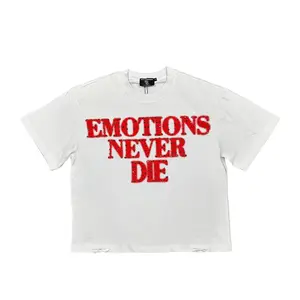 Mixed Emotion Red ‘End’ NoRhinestone Tee – Vintage Oversized Streetwear T-Shirt, Heavy Cotton Unisex Graphic Top 2027