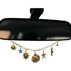 Seashell  Accessories for Women Aesthetic, Beachy Rear View Mirror Charm, Cute  Decor for Rearview Mirror, Coastal Accesorios para Carro Mujer Boho, Summer Girly Tropical Hawaii Dangle Ornament