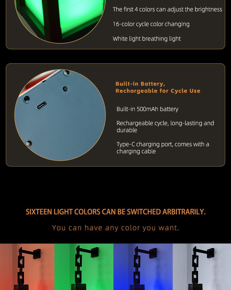 Product Introduction of DIYCOM Funny Pixel Night Lamp 16-Color Changing Light USB-C Rechargeable Remote Control Version Four Lighting Modes for Bedroom Gaming Space Halloween Party Decoration Creative Birthday Gifts 9