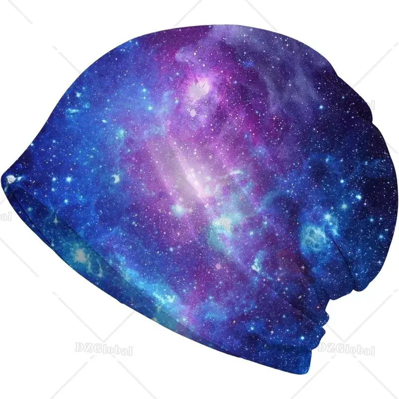 Galaxy Purple Beanie Chemo Hat Cancer Headwear Skull Hat Knitted Hat Scarf Nightcap Skull Cap for Women Men