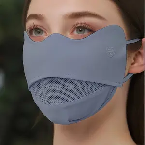 Face-Matching Breathable Ice Silk Mask, Open Design Eye Protection Mouth Cover, Comfortable Lightweight Face Shield for Daily Use Face Covering