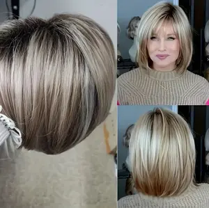 12-Inch Womens Fashion Short Synthetic Blonde Mix Bob Wig for Women & Men - Short Straight Hair Density Rose Net Cap, Perfect for Daily Use, Halloween, Anime & Cosplay, Short Hair Wig, Anime Hairpiece, Sleek Hairpiece