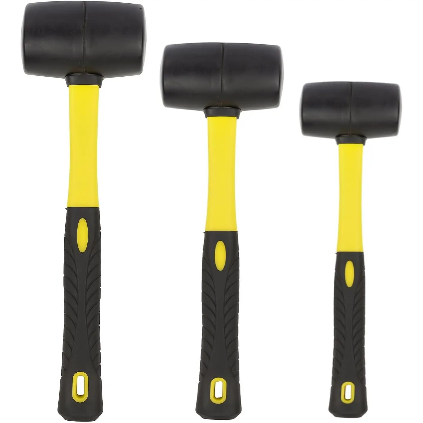 Rubber Mallet Set - 3 Sizes (8 oz, 16 oz, 32 oz) - Durable Low Recoil Rubber Heads with Sure Grip Fiberglass Handles