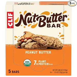 CLIF Nut Butter Bar - Peanut Butter - Filled Energy Bars - Non-GMO - USDA Organic - Plant-Based - Low Glycemic - 1.76 oz. (5 Pack)