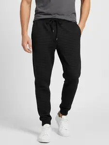 Men's Waffle Knit Casual Pants with Side Pockets, Spring Fall Quick-Dry Breathable Sports Sweatpants, Drawstring Elastic Waist Joggers Trousers, Breathable Activewear Bottoms