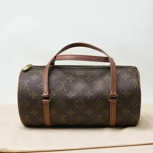 Pre-owned Louis Vuitton Papillon 26 Red Leather Barrel Shoulder Bag Gold Hardware