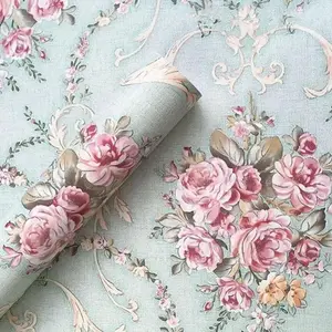 Vintage Floral Pattern Self-adhesive Wallpaper, 1 Roll Removable Wall Decal, Wall Decor for Home Living Room Bedroom, Home Decor