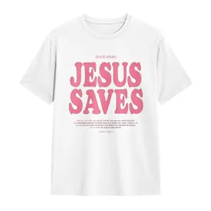 "Good News Jesus Saves" T-Shirt |   Retro Pink John 3:16 Christian Graphic Tee