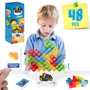 48pcs Tetra Tower Balance Stacking Attack Block Game, Tetris Swing Terra Tower, Family Board Games for Kids & Adults, Team Building Parties Travel Toy