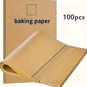 50/100/300/500pc brown oil-resistant baking paper, pre-cut and non-stick, reduces oil content, easy to clean, is a natural touch kitchen essential that helps reduce oil content. It is perfect for baking, grilling, ovens, cooking, frying and steaming. It i