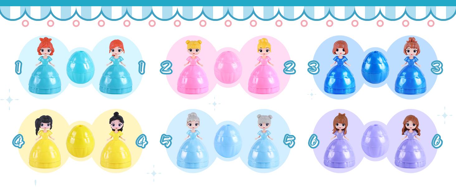 12 PCS Princess Prefilled Easter Eggs, Easter Basket Stuffer,Hunt Gifts for Kids, Classroom Prize and Party Favors Greenish Spring Glow Up