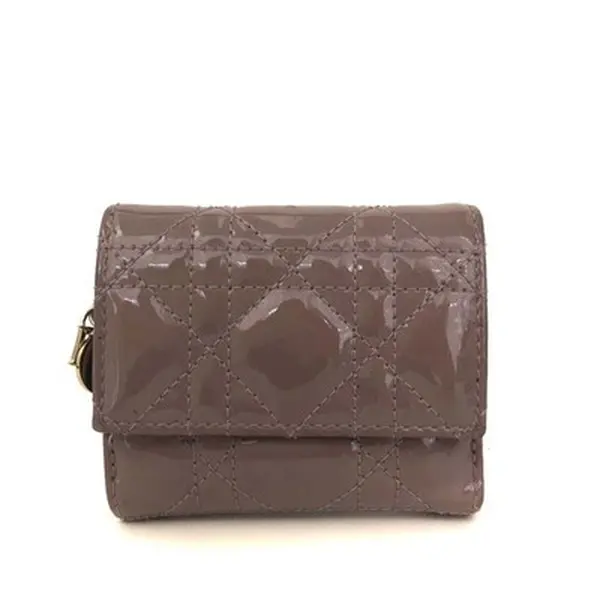 Pre-owned Other Other Christian Dior Cannage Patent Leather Trifold Wallet Purple 12657736516/954185