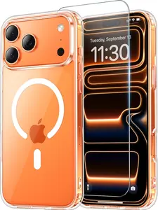 iPhone 17 Pro Max Case Clear with Screen Protector, Compatible with Magsafe, Anti-Yellowing, Military-Grade Protection, Shockproof Slim Magnetic Phone Case Cover, Transparent