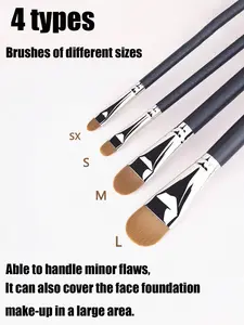 4pcs Concealer Brush Set Small Flat Gel Eyeliner Detail Concealer Foundation Brush Multi Use Makeup Tools for Concealer Blush Contour Highlight Powder