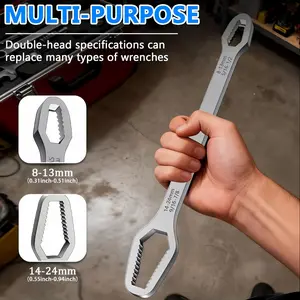 Universal Double Head Torx Wrench, 8-24mm Adjustable Self-Tightening Multifunctional Spanner, Portable Hand Repair Tool for Car Maintenance and DIY Use