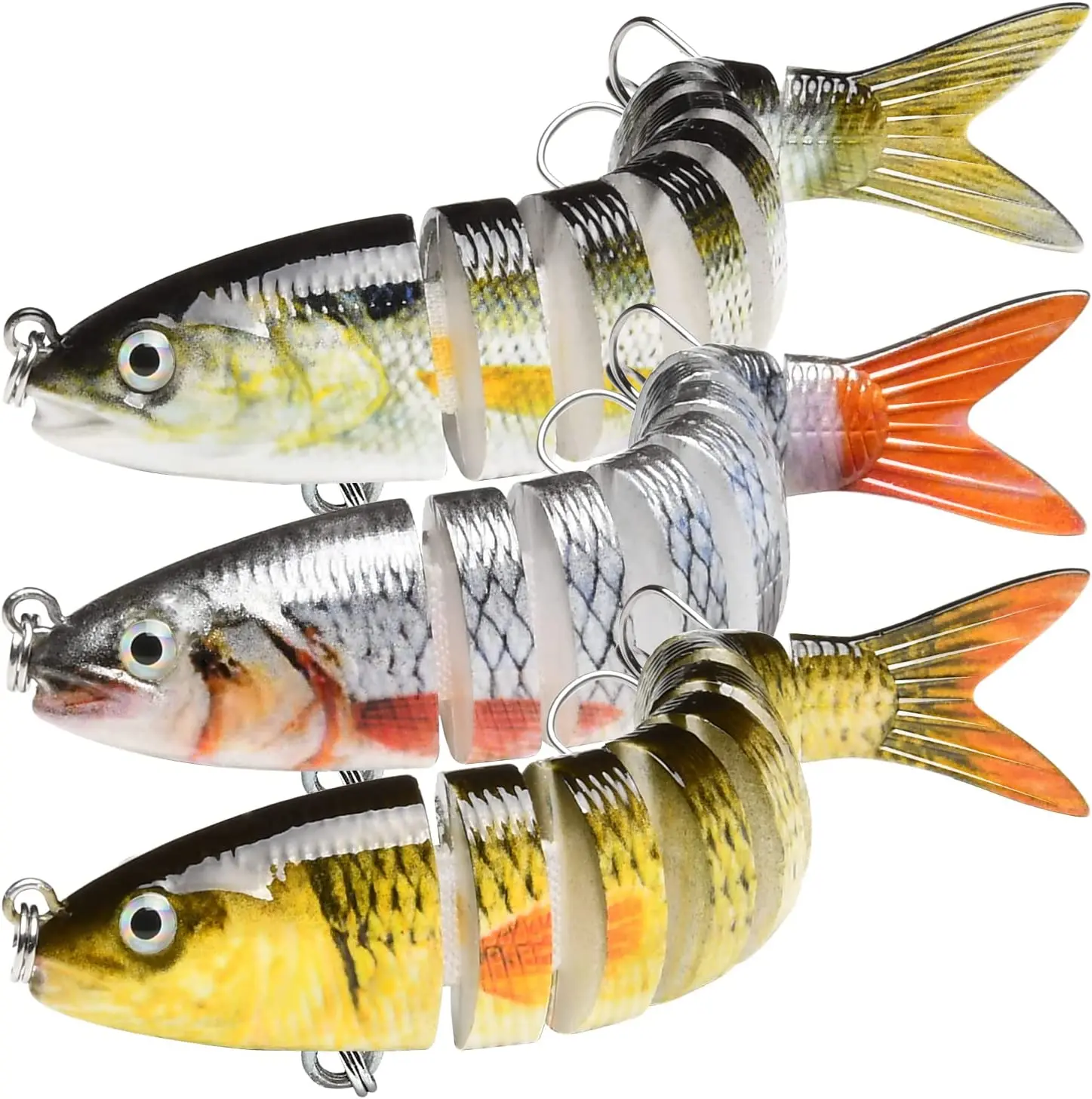 HADORAM Multi-Jointed Swimbait - 3.7-in Life-Like Shape Artificial Lure, Slow Sinking Glidebait, Bass Fishing Lures for Freshwater/Saltwater Fishing, No