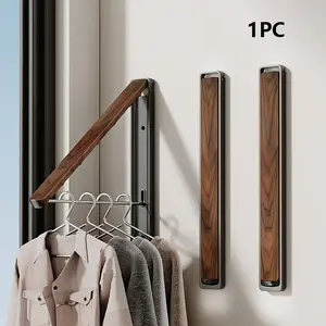 Space Aluminum No-Drill Wall Mounted Clothes Hanger, Foldable Invisible Bracket for Balcony & Bay Window, Space-Saving Organizer