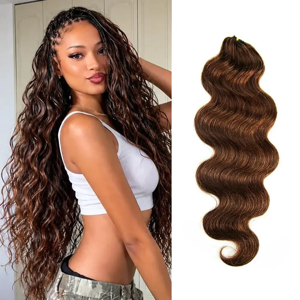 EayonHair Crochet Human Hair for Miracle Knots Human Hair Extensions #4 Chocolate Brown Pre-Separated Miracle Knots Feather Crochet Hair 60g/Pack Boho Knotless Braids Body Wave, Deep Wave #backtoschool #backtoschoolshopping
